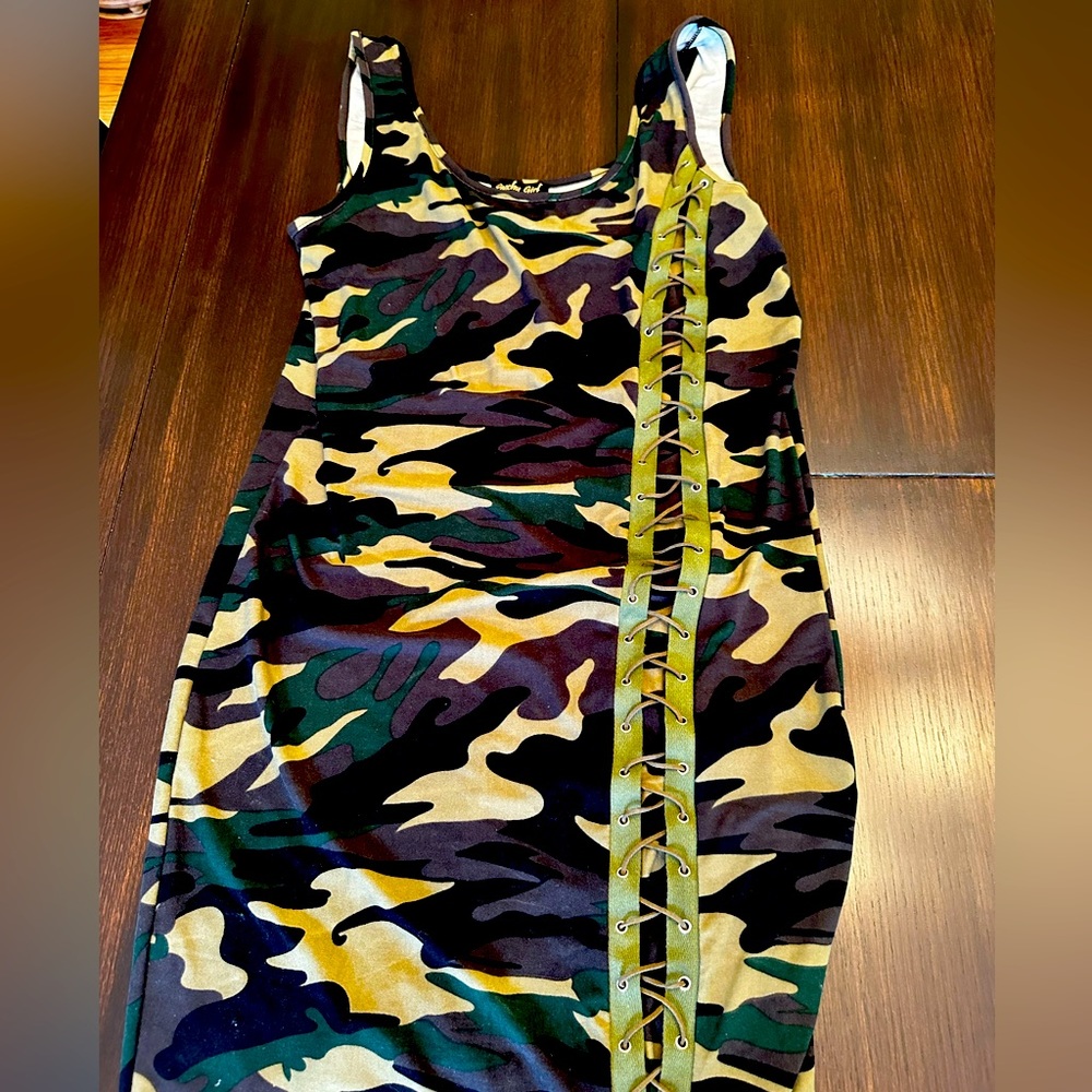 Army fatigue Print Dress